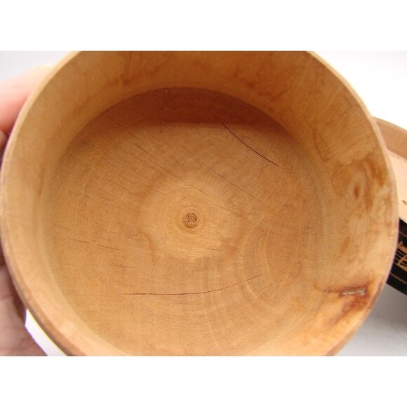 Hand Carved Handmade Wood Trinket Jewelry Box Jar w/ Lid Personalized Donna 5x4" - Picture 7 of 11